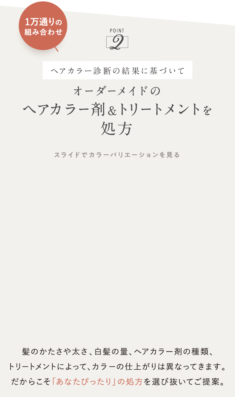 オーダーメイドのヘアカラー剤&トリートメントを処方